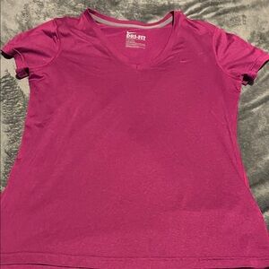 Nike Women's Magenta Short Sleeve Tee large dri fit